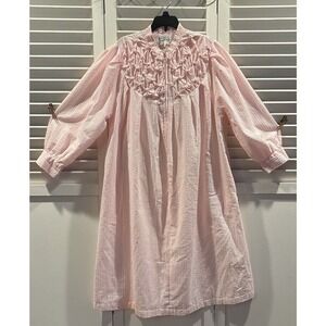 Vintage Saybury‎ Nightgown Large White/pink Fancy Detailed Trim Cottagecore